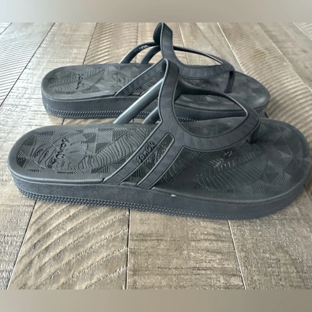 Sanuk Sunshine Black Flip Flop Sandals Women's Size 9 - Picture 4 of 12
